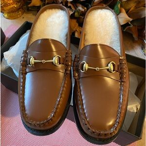 NEW GH Bass Wynn Shearling Horse bit Cognac Size 8 New